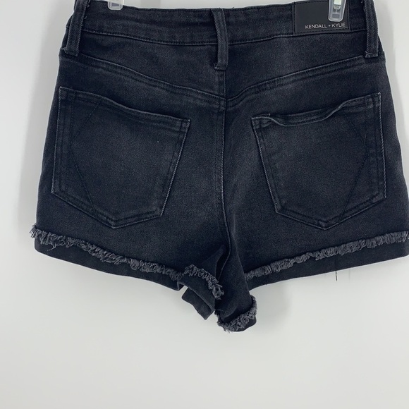 Kendall and Kylie the drifter high rise black Jean shorts Raw Hem Cuff 5/27 - Picture 4 of 4